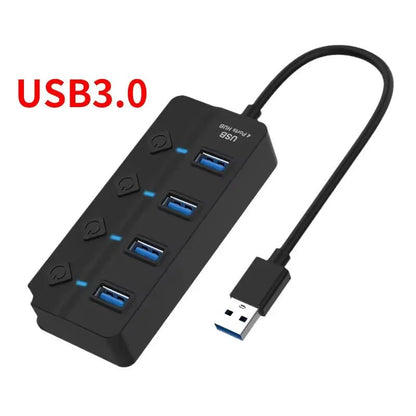 Portable 7 - Port USB - 3.0 Hub with LED Switch – 5 Gbps High - Speed - EGBull