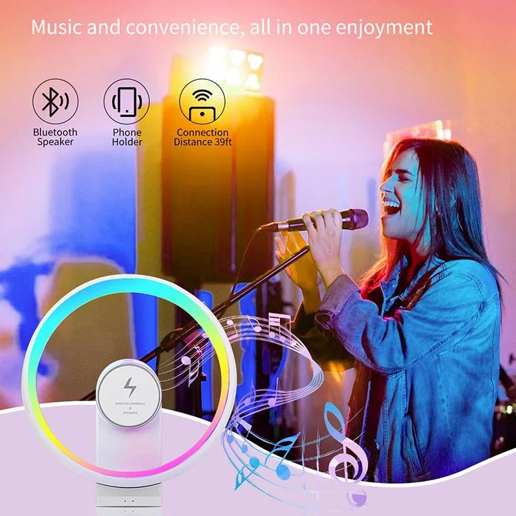 G - Shape 4 - in - 1 Smart Lamp with Wireless Charger & Speaker - EGBull