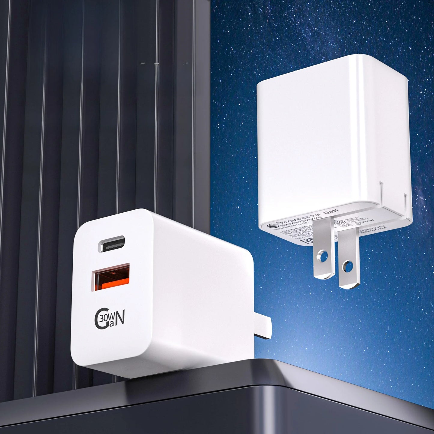 30W GaN Fast Charger - Dual Port Foldable Plug - EGBull