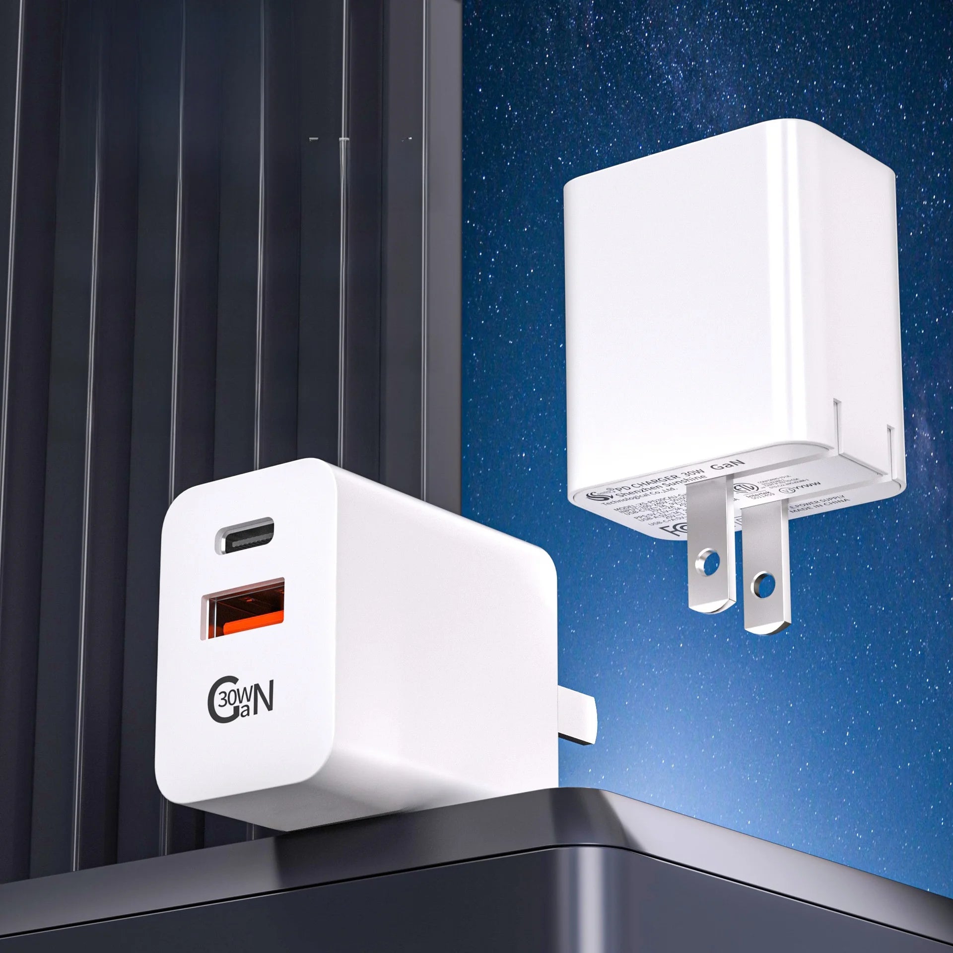 30W GaN Fast Charger - Dual Port Foldable Plug - EGBull