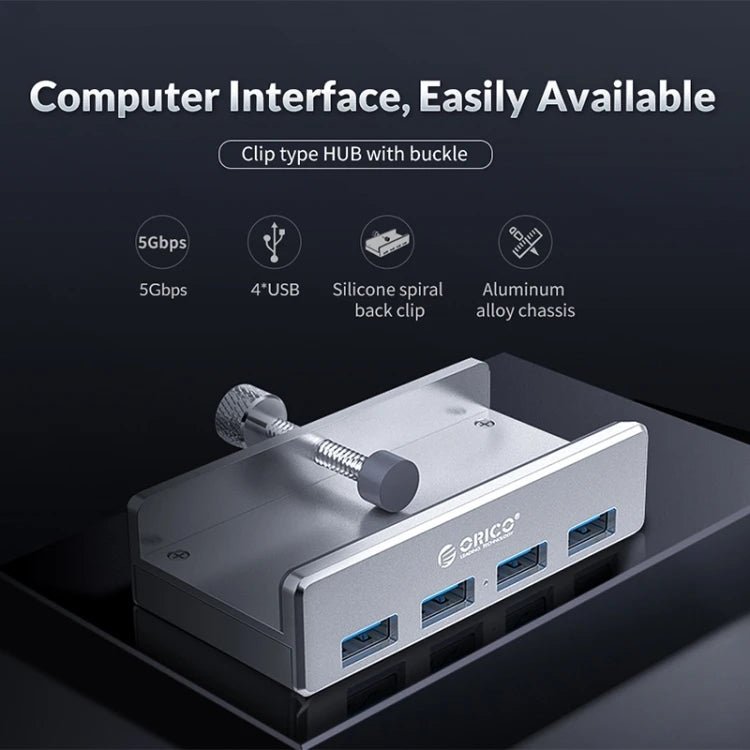 USB 3.0 Clip - On Hub - 4 - Port Aluminum Alloy for Desktop - EGBull