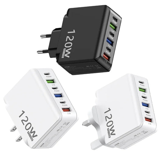 120W PD 3.0 Multi - Port Fast Charger – 3×USB - C + 3×USB - A - EGBull