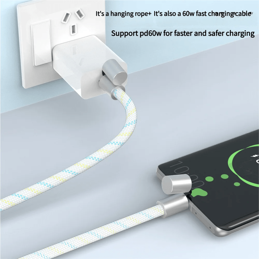 PD 60W - 240W Fast Charging USB - C Cable with Adjustable Neck Strap | Portable Anti - Loss Data Cord - EGBull