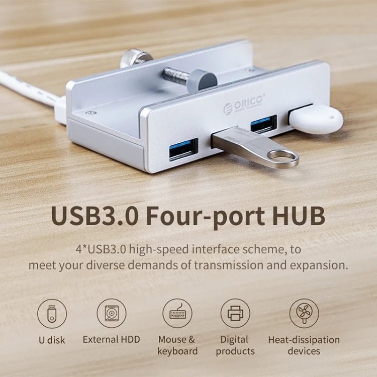 USB 3.0 Clip - On Hub - 4 - Port Aluminum Alloy for Desktop - EGBull