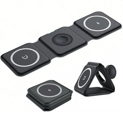 Foldable 3 - in - 1 Magnetic Wireless Charger – 15W Fast Charge QC3.0 - EGBull