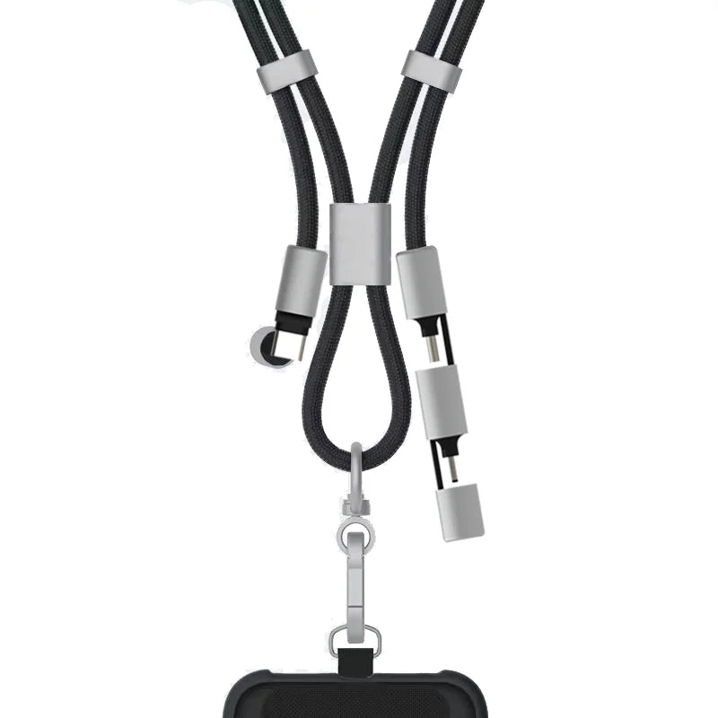 Versatile 60W USB - C Fast Charge & Data Cable with Retractable Design & Crossbody Phone Strap - EGBull